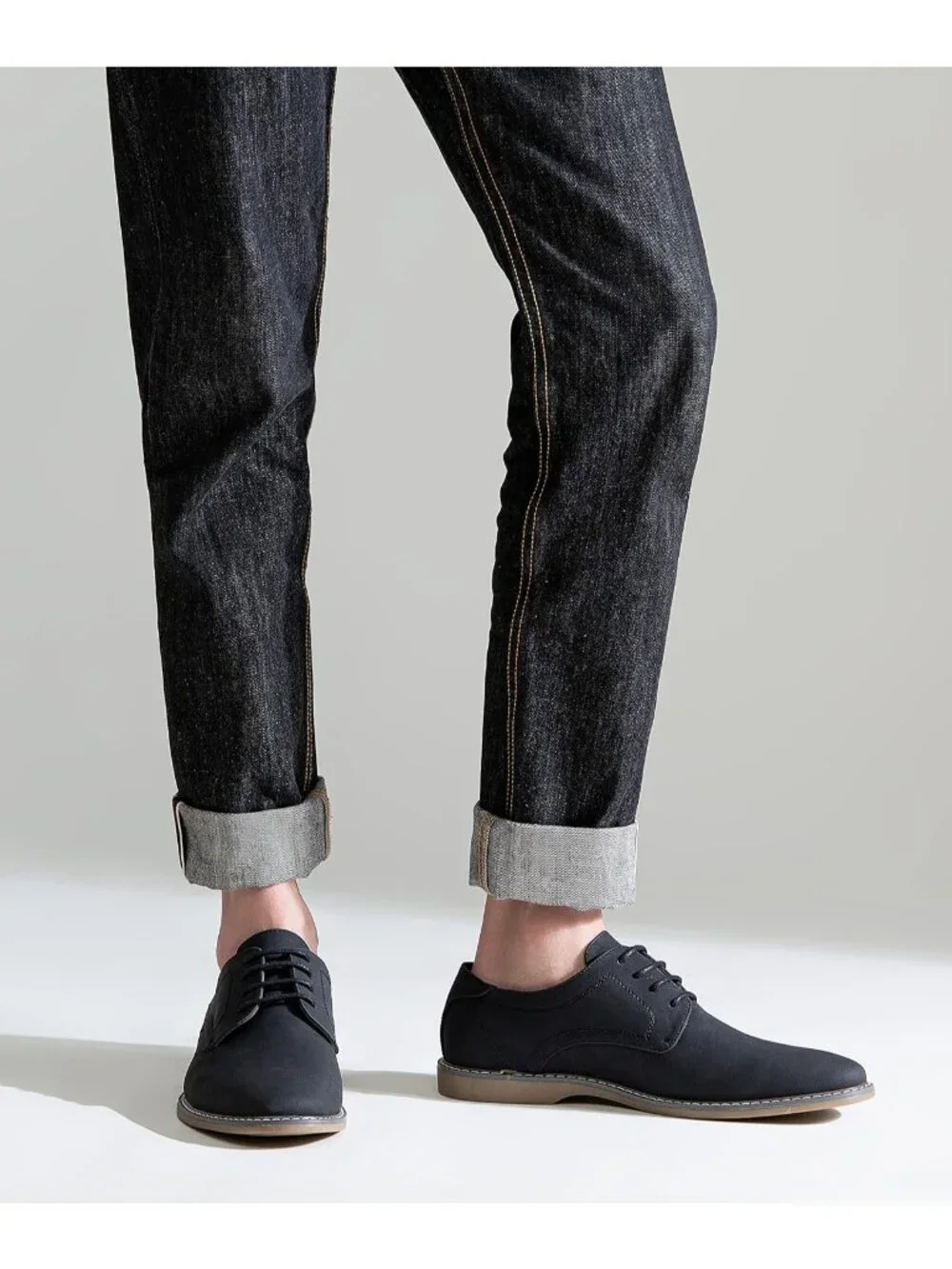 Men's Black Suede Breathable Upper Lace Up Business Classic Dress Oxford Shoes